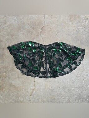 Y2K Festival Whimsigoth Fairy Sequin Beaded Vintage Fringe Poncho Shawl